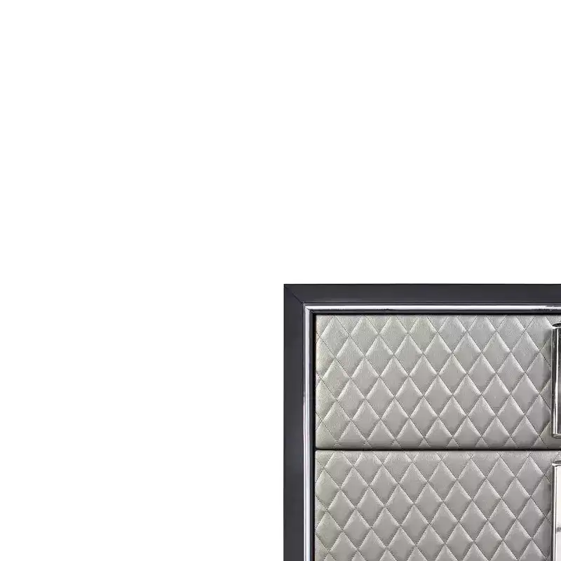 38" Nicola Decorative Storage Drawer Silver Synthetic Leather and Black Finish - Acme Furniture