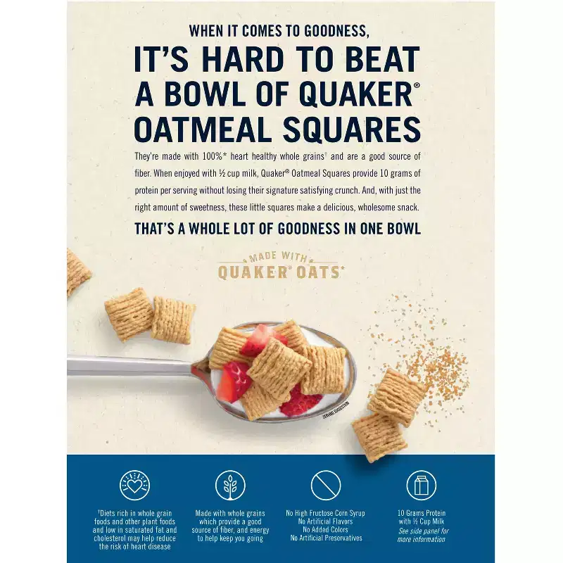 Quaker Oats Oatmeal Squares Brown Sugar Breakfast Cereal