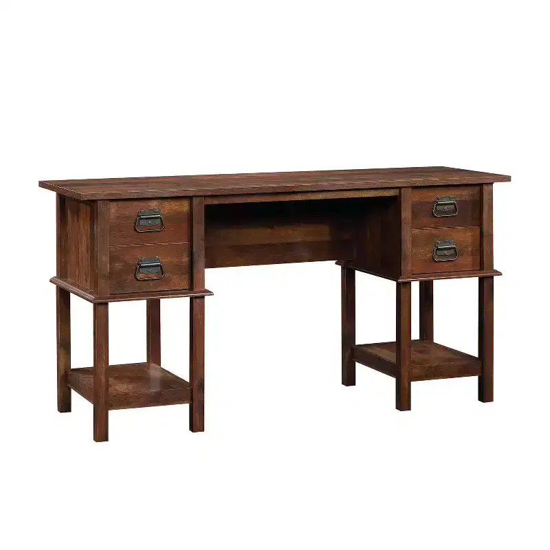 HomeStock 30.04 in.H Brown Color Wood Executive Desks with All Purpose Drawer