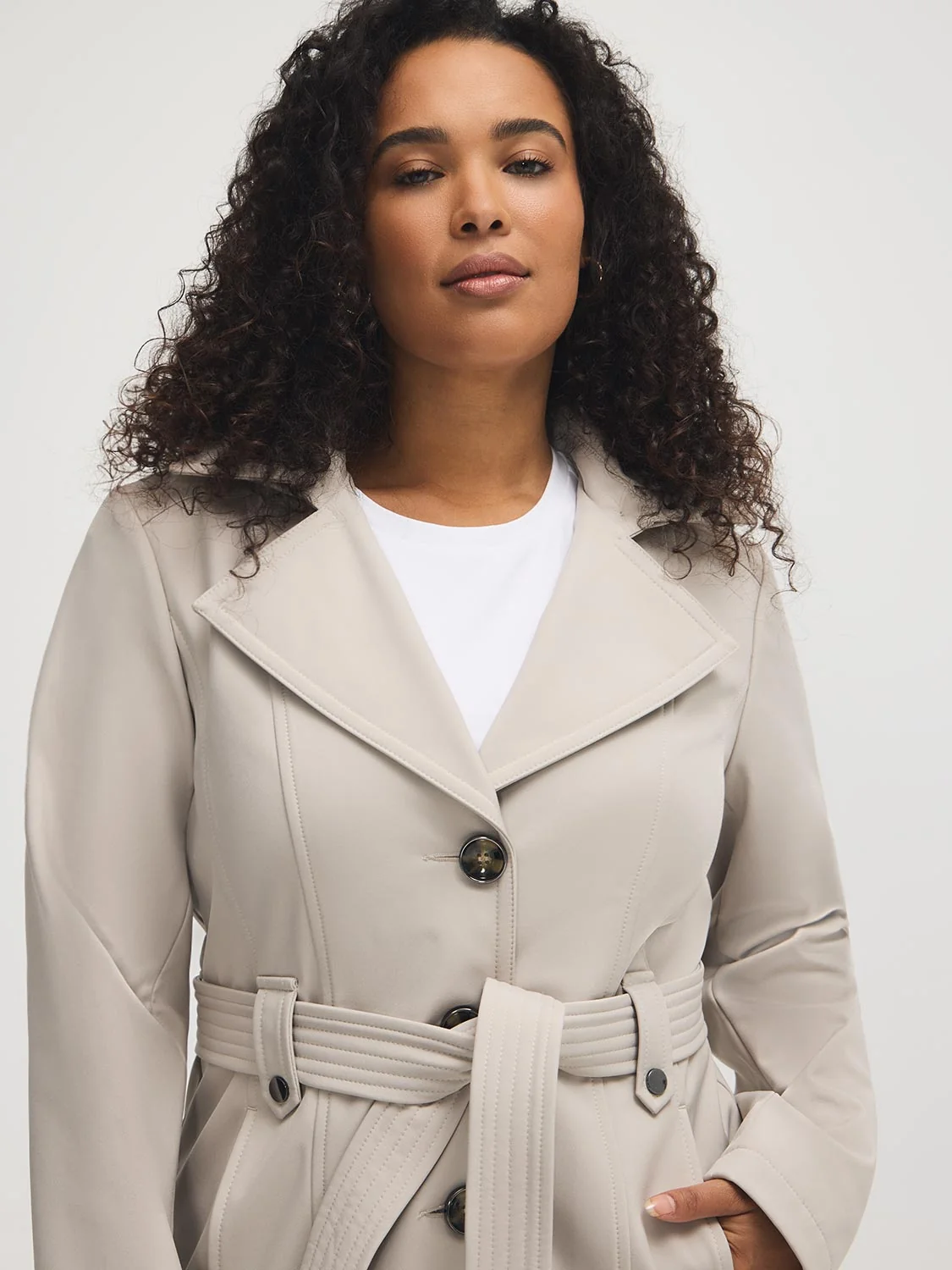 Mid-Length Hooded Trench Coat
