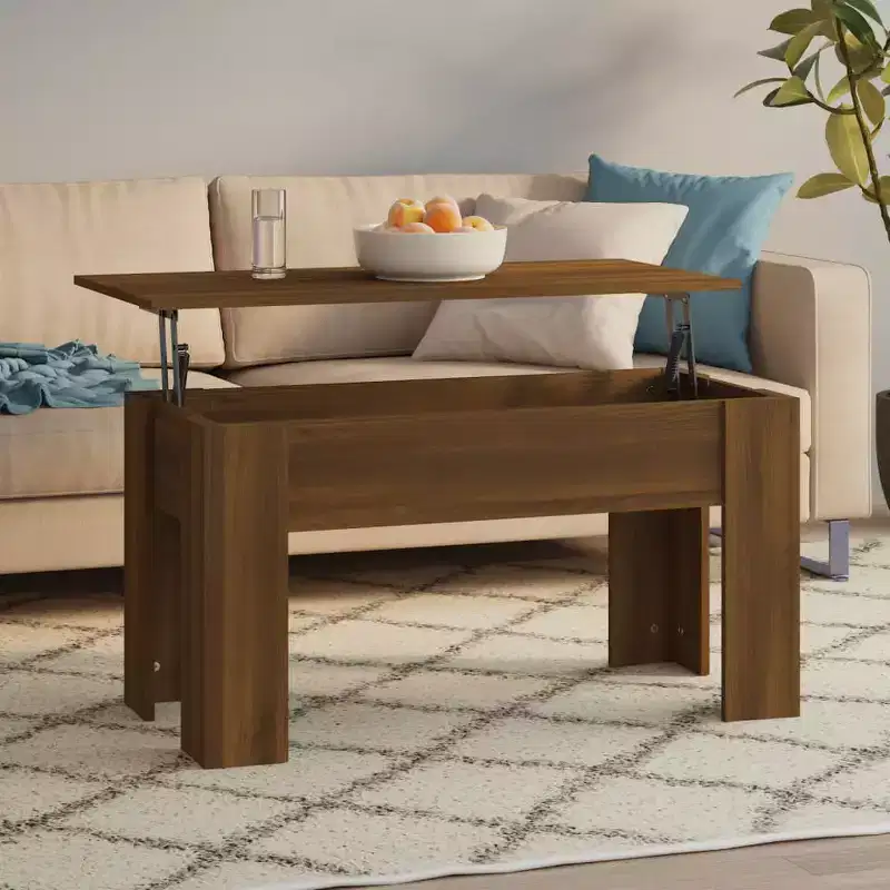 Coffee Table Brown Oak Engineered Wood 39.8 x 19.3 x 20.5 in