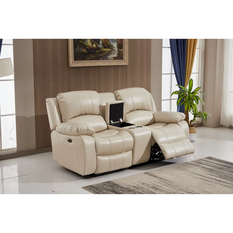 Betsy Furniture 2 Piece Bonded Leather Power Reclining Living Room Set, Sofa and Loveseat
