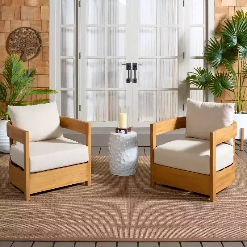 Kento Armchair Indoor/Outdoor (Set of 2) - PAT7097 - Natural/Taupe - Safavieh
