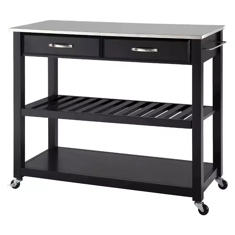 Stainless Steel Top Kitchen Cart/Island with Optional Stool Storage - Crosley