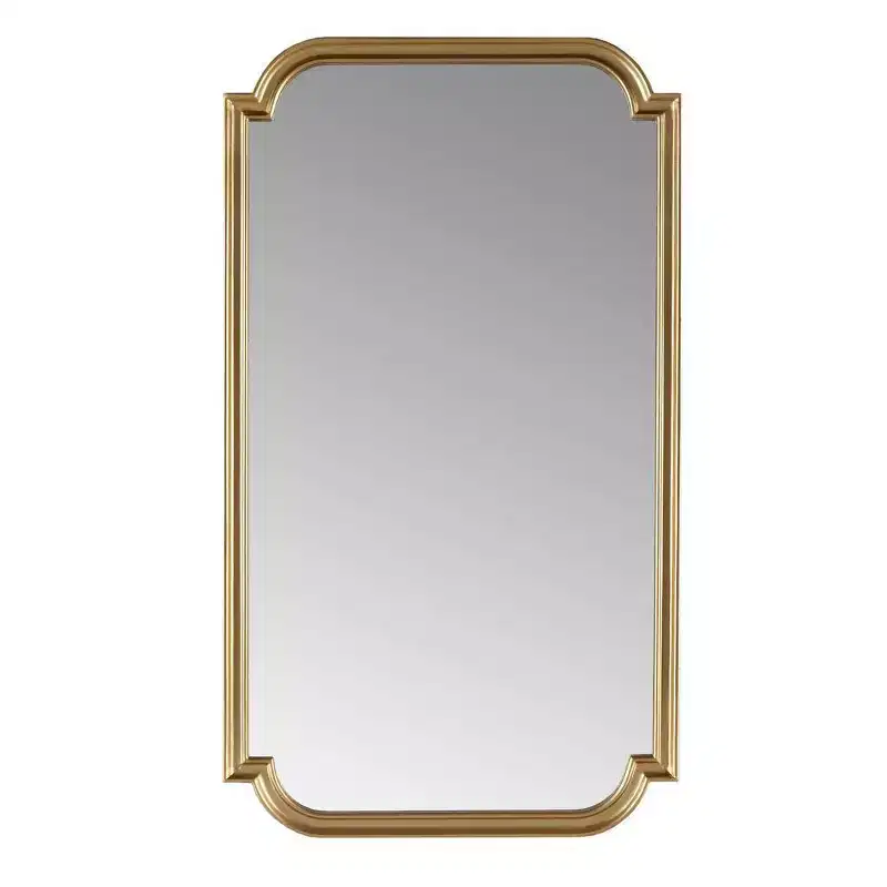 Adelaide Gold Scalloped Wood Wall Mirror Gold - : Luxury Glam Style, MDF Frame, No Assembly Required