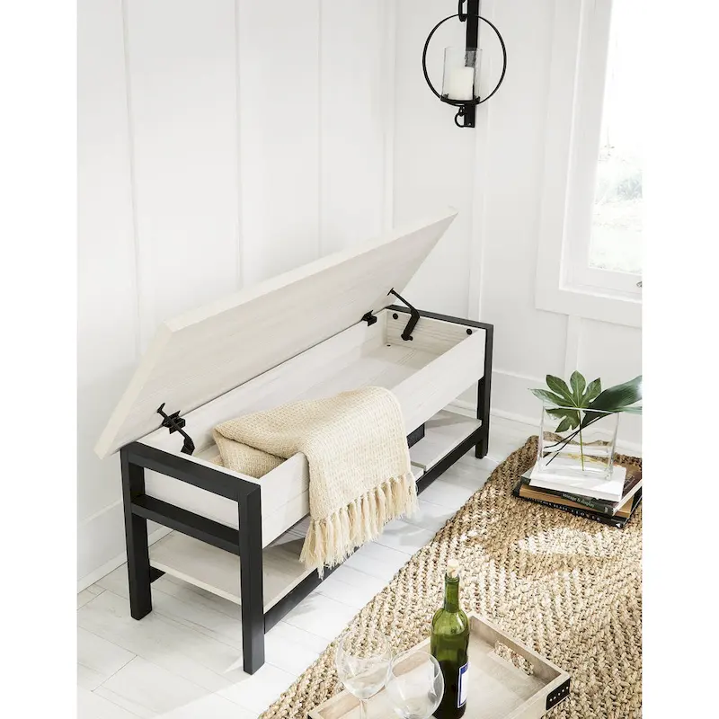 Rhyson White Storage Bench