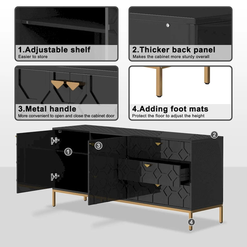 2-Door Accent Cabinet with 3 Drawer Dressers
