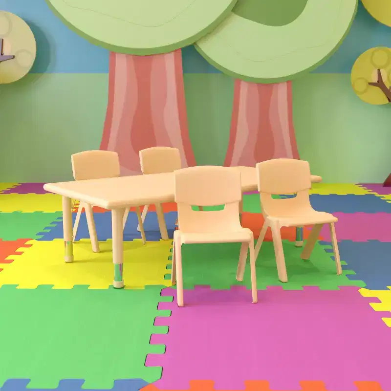 Kids Height Adjustable Activity Table Set with 4 Chairs – 24x48