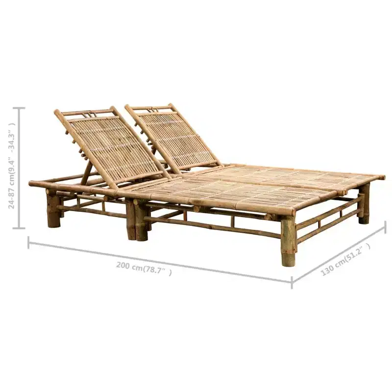 vidaXL Sun Lounger Natural bamboo, (cushions)