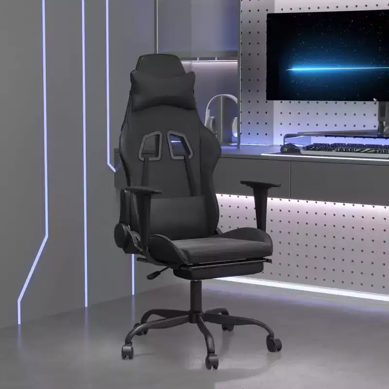 vidaXL Gaming Chair Black and Blue Faux leather, Metal, Plywood Adjustable