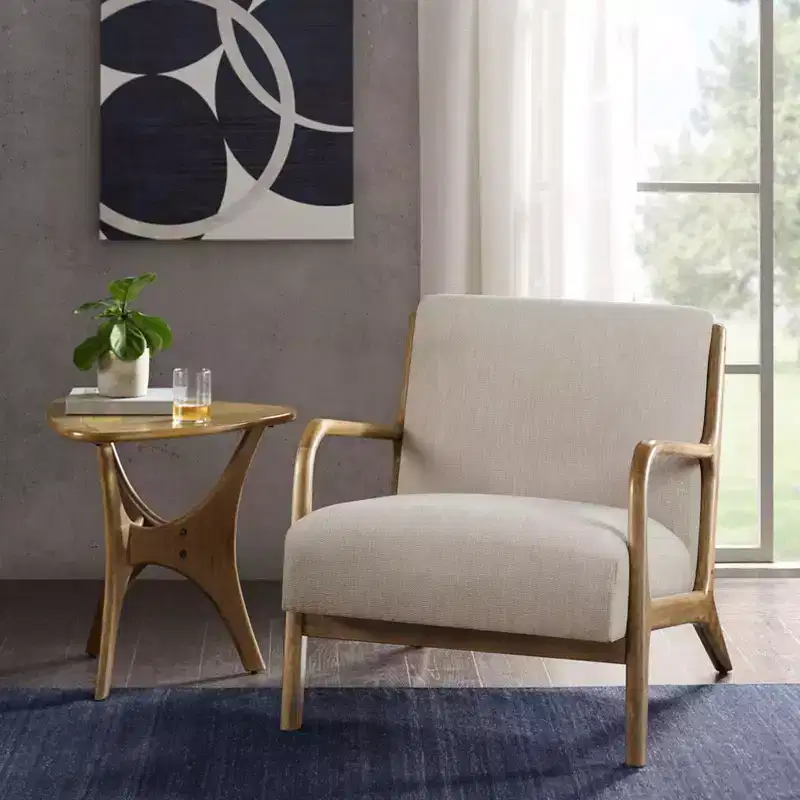 Modern Accent Chair Swivel, 41.5 Ergonomic Wicker Chair with Cloud Thick Density Fabric Cushion, 3-proof Cover, High Capacity Iron Frame