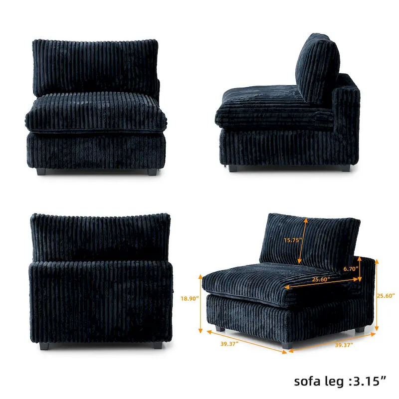 Soft Plush Modular Sectional Sofa Modern Upholstered Living Room Couch
