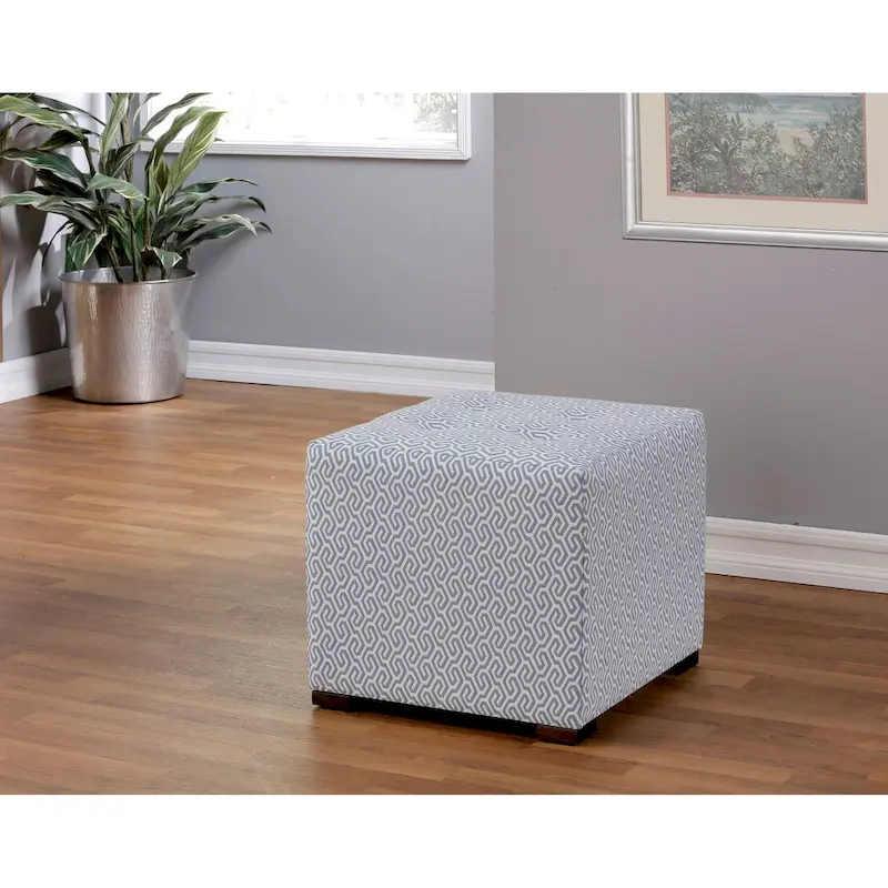 Multi-Color Square Button Tufted Ottoman with Black Legs for 1 Person