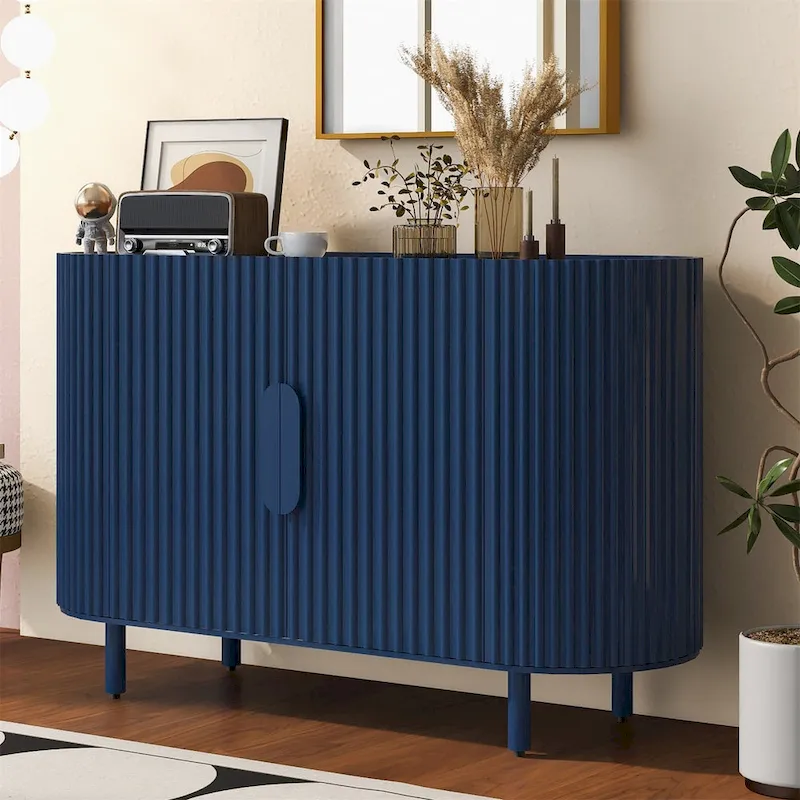 Merax Curved Design Light Luxury Sideboard with Adjustable Shelves