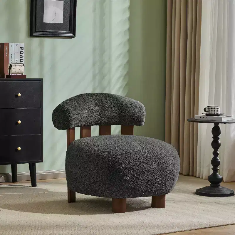Christopher Knight Home Gareth Modern Wood Boucl Upholstered Accent Slipper Chair