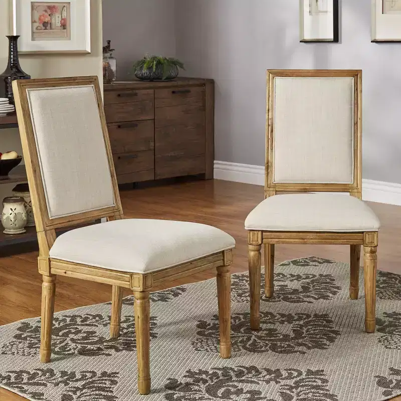 Aramis Rectangular Linen and Wood Dining Chairs (Set of 2) - iNSPIREQ