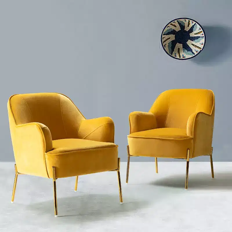 Odo Velvet Accent Comfy Living Room Arm Chair Upholstered Padded Seat Set of 2 | Karat Home