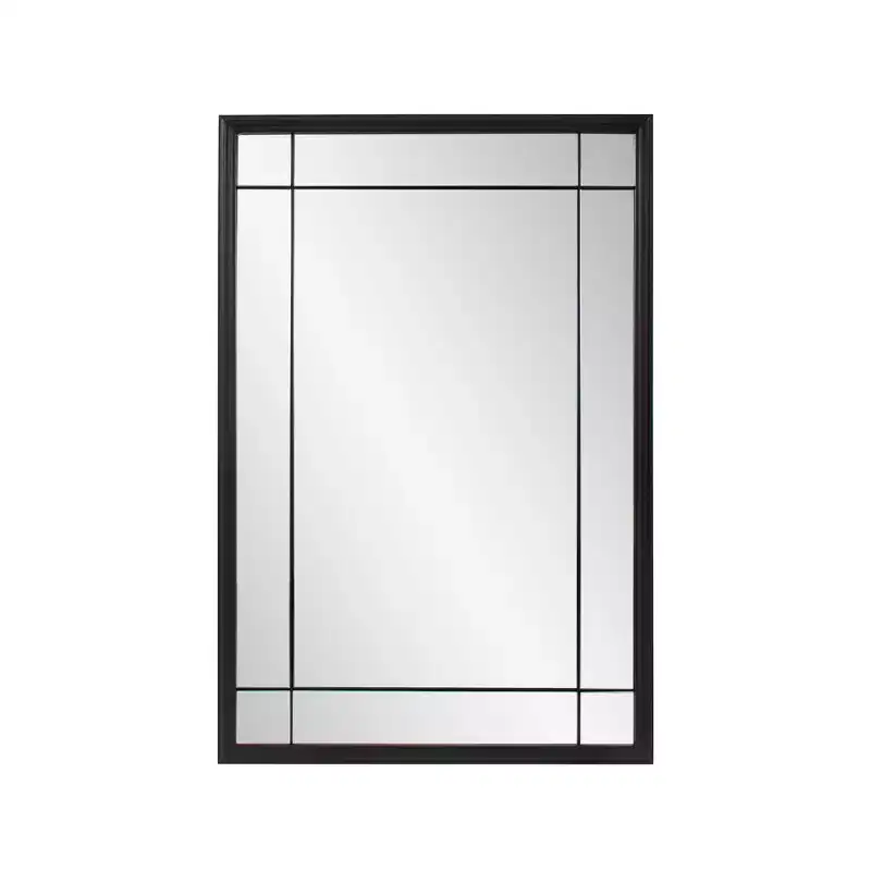 Howard Elliott 36"x24" Antique Metal French Multi-Panel Framed Vanity and Wall Mirror Black
