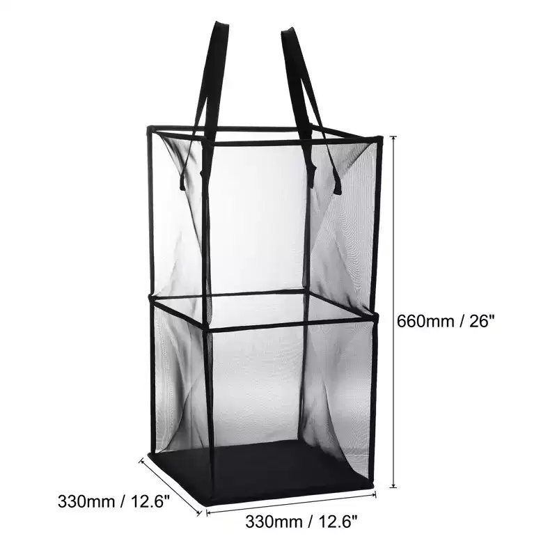 Unique Bargains Nylon Mesh Portable Reinforced Handles Laundry Hamper