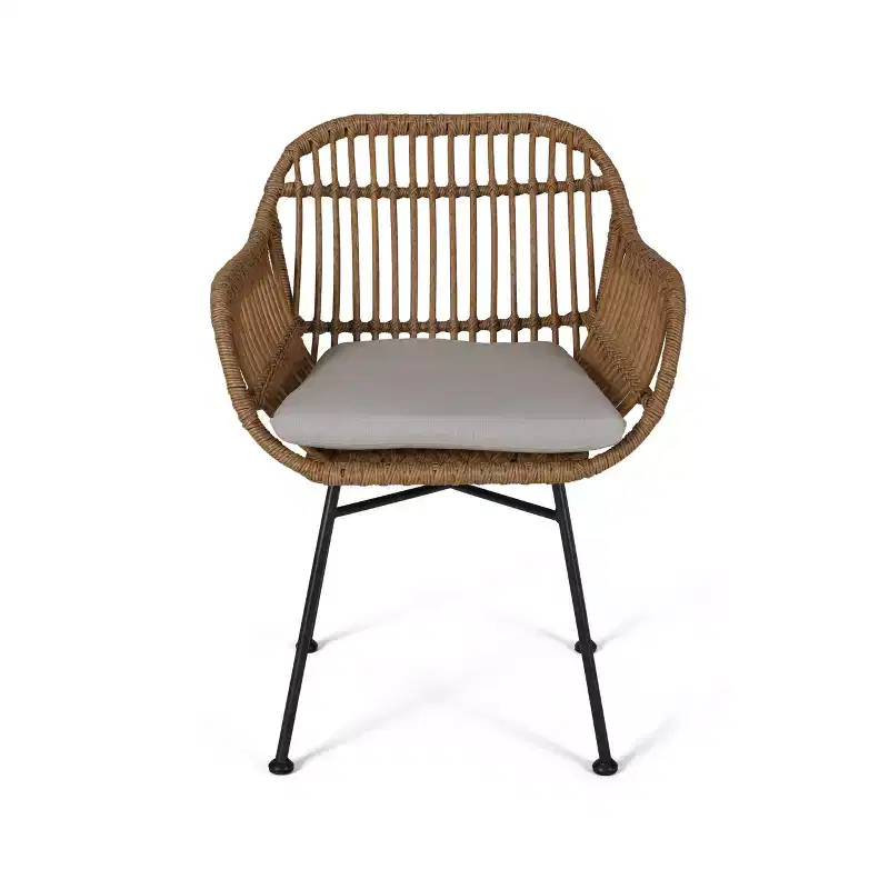 Lehrman 3pc Faux Wicker Chat Set: Steel Frame, Weather-Resistant, Christopher Knight Home