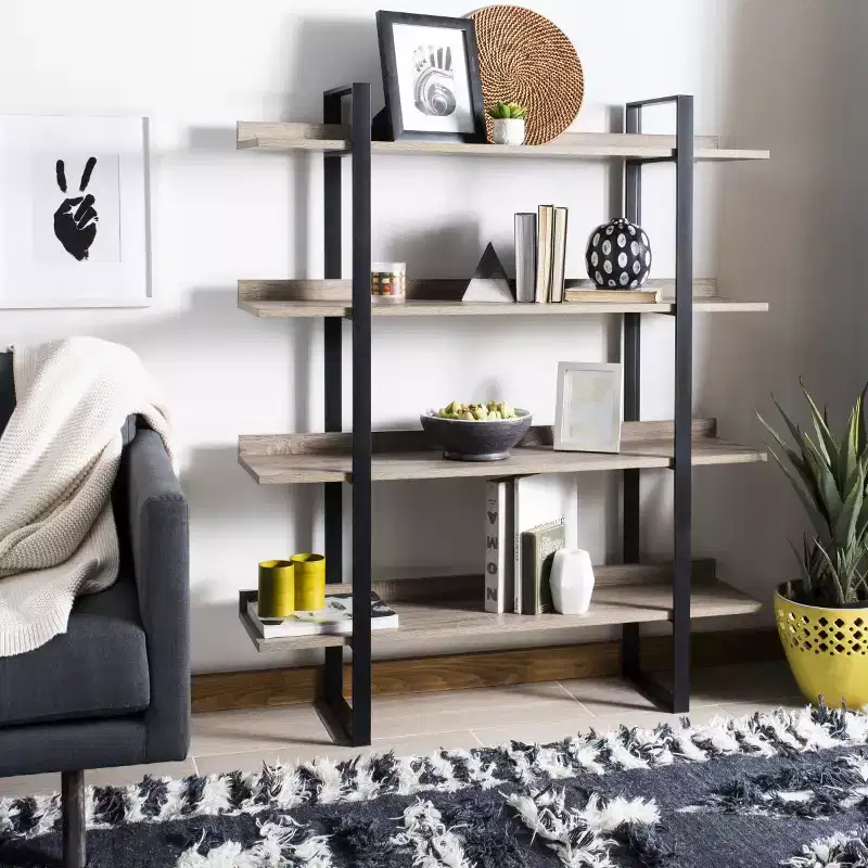 Melissa Etagere - FOX4282 - Light Brown/Black - Safavieh Couture
