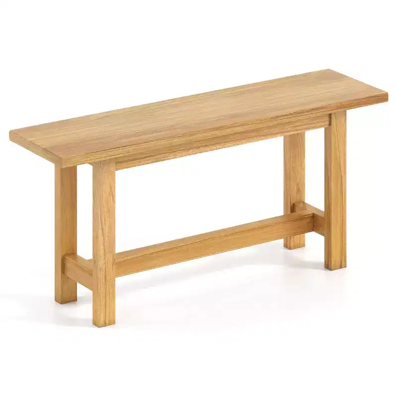 Costway 1/2 PCS Outdoor Teak Wood Bench 2-Person Loveseat Seating for Porch Patio Backyard