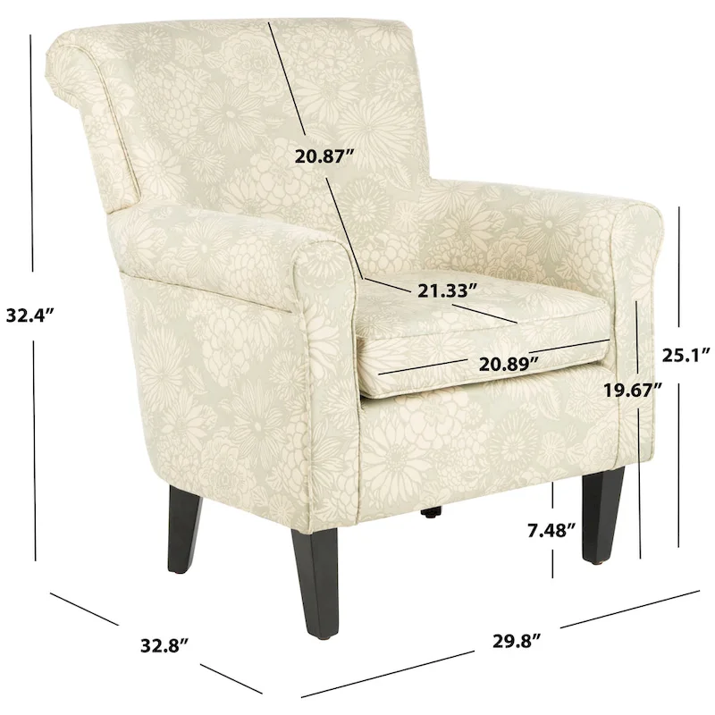 SAFAVIEH Gramercy Garden Motif Grey Club Chair - 30W x 33D x 32H
