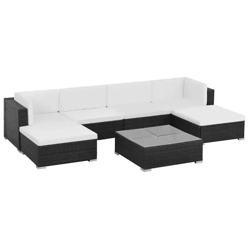 vidaXL Patio Furniture Set Outdoor Sofa with Coffee Table Poly Rattan