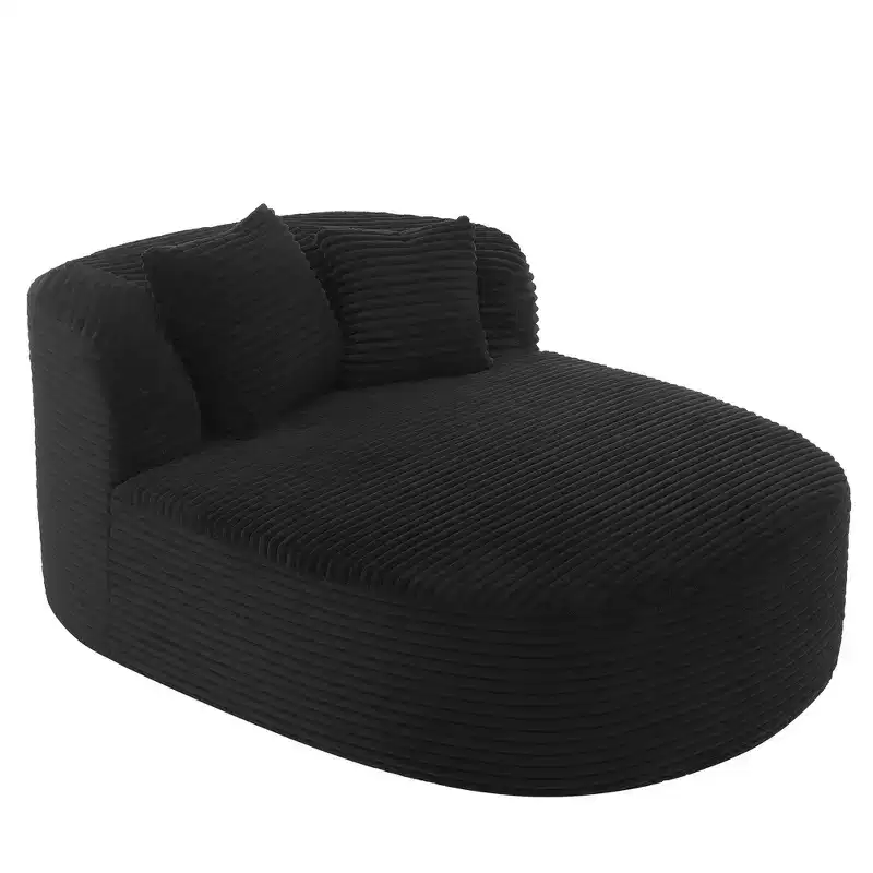 Corduroy Chaise Lounge Sofa & Sofa Bed & Compression Sofa Couch with Two Supportive Pillows