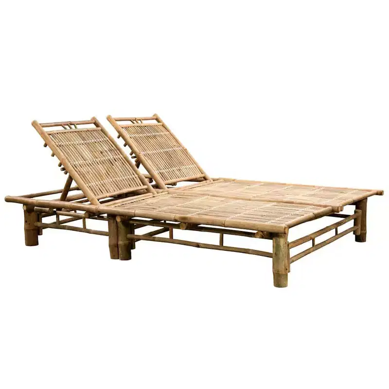 vidaXL Sun Lounger Natural bamboo, (cushions)