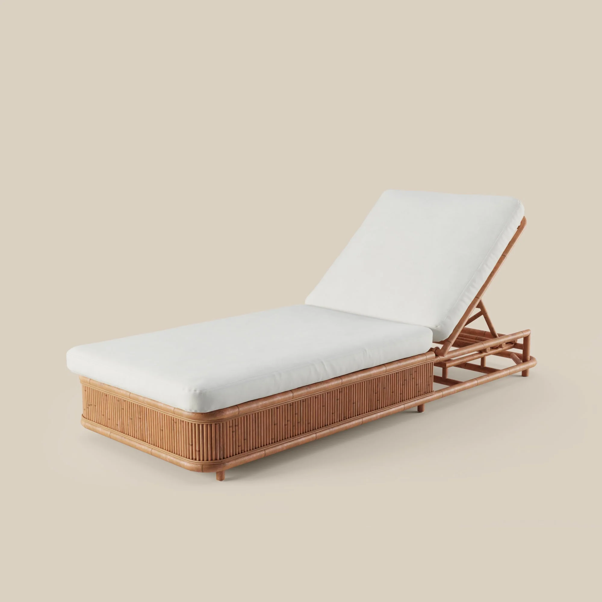 Elevated Regenerative Rattan & Bio-Based Outdoor Sun Lounger with OEKO-100 Certified Cushion for Garden or Pool