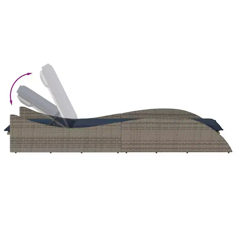vidaXL Sun Lounger with Cushion 23.6x80.7x28.7 Poly Rattan