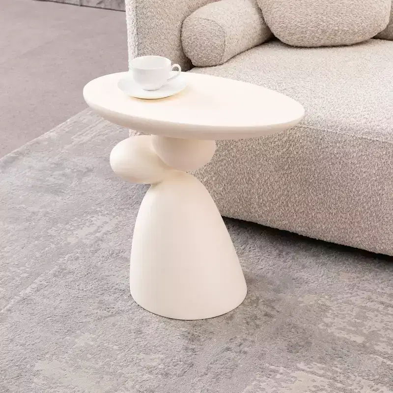 Lucky Stone Fiberglass End Table Minimalist Corner Coffee Decor Living Room Bedroom Guestroom