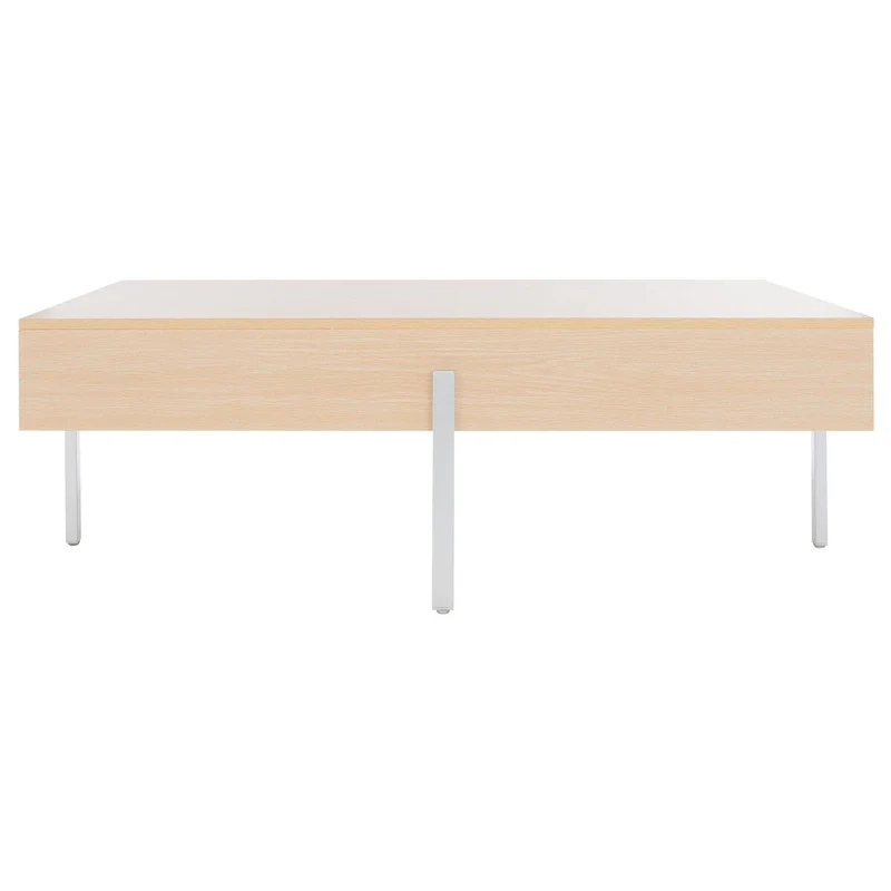 Rectangular Wood Coffee Table with Metal Legs, 47W x 30D x 16H