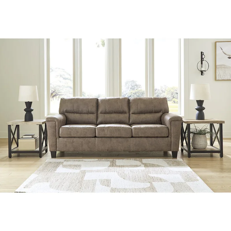 Modern Faux Leather Sofa - 89W x 38D x 39H