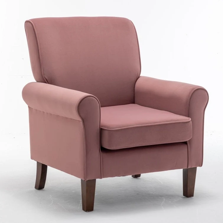 Blue Traditional Accent Armchair – Rolled Arms, Single Seat