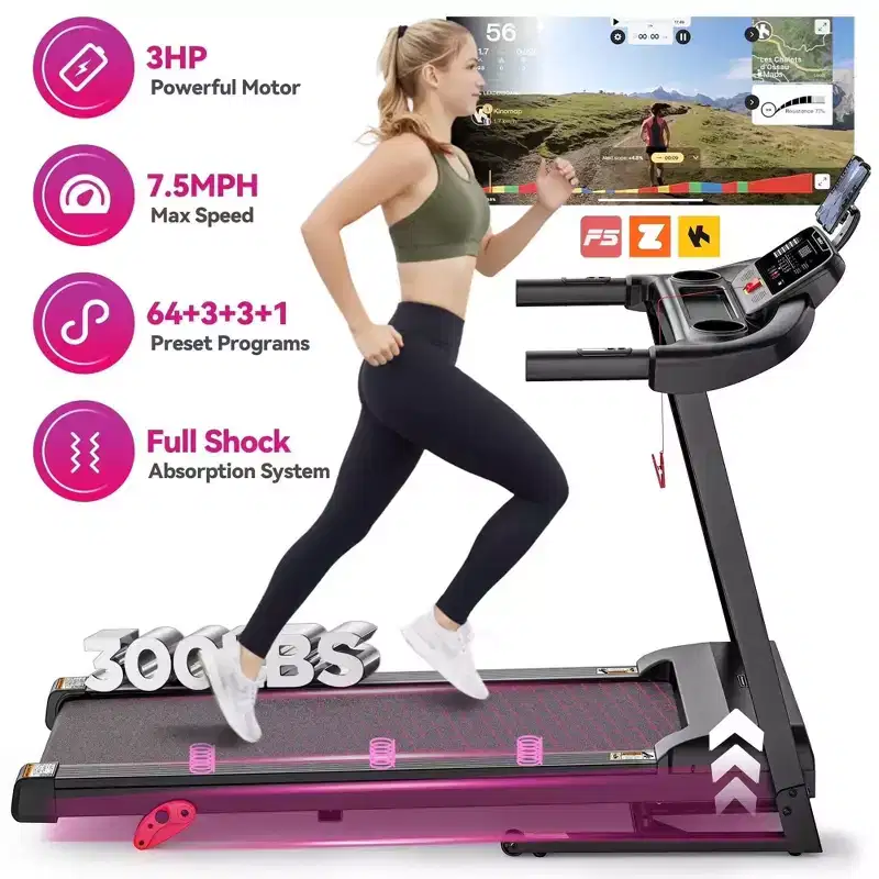 Treadmill on sale, Portable Treadmill with APP Control LED Display and 64 Preset Programs, Exercise Machine for Home, Max 300 LBS
