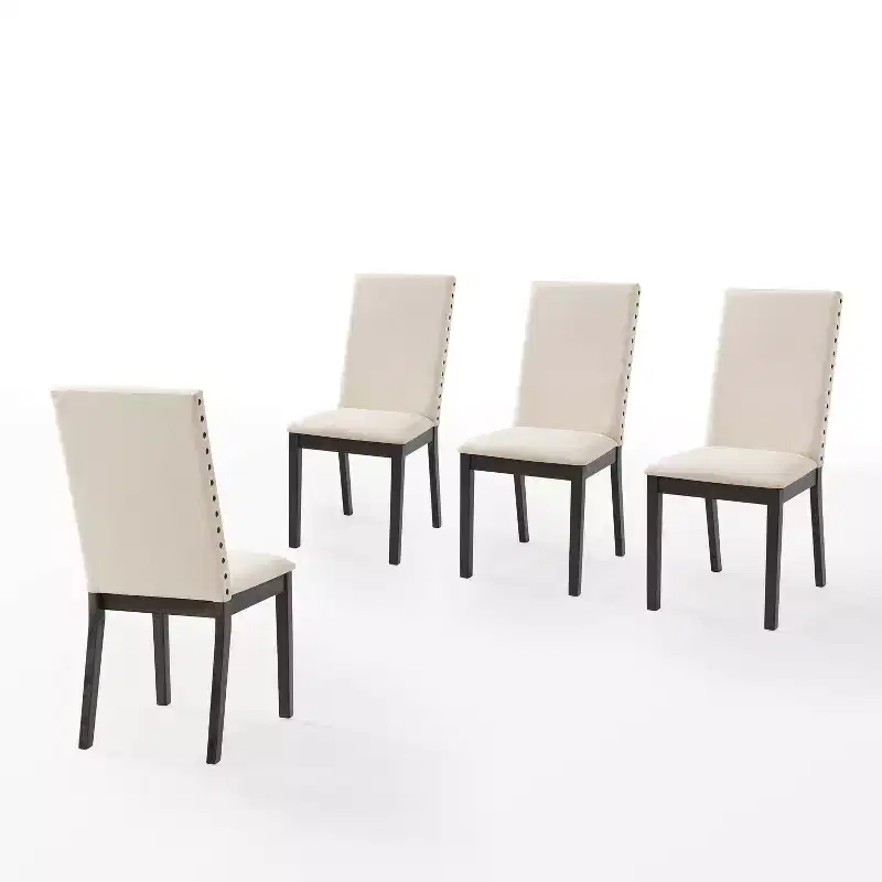 Crosley Hayden 4pc Upholstered Dining Chair Set Slate/Creme: Parsons Style, Nailhead Trim, Foam Cushioned