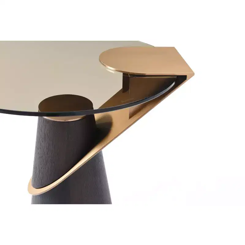 HomeStock 45 in.H Gold Color Round Stainless Steel Table Top End Table 1 -piece