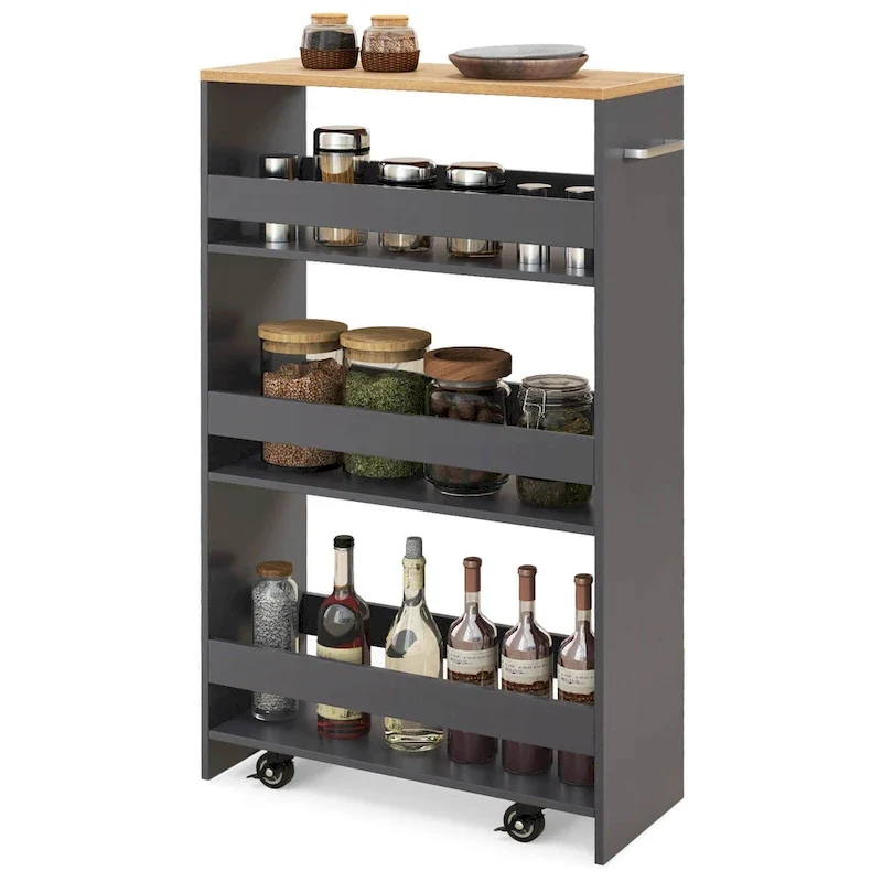 Costway 4-Tier Rolling Storage Cart 8 Slim Kitchen Cart on Wheels