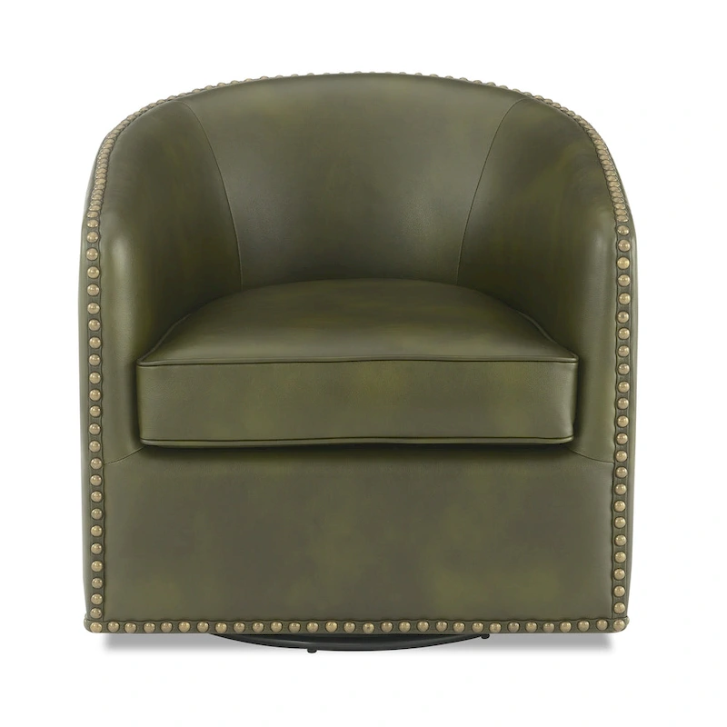 Truman Faux Leather Swivel Arm Chair with Nailhead Trim by Greyson Living