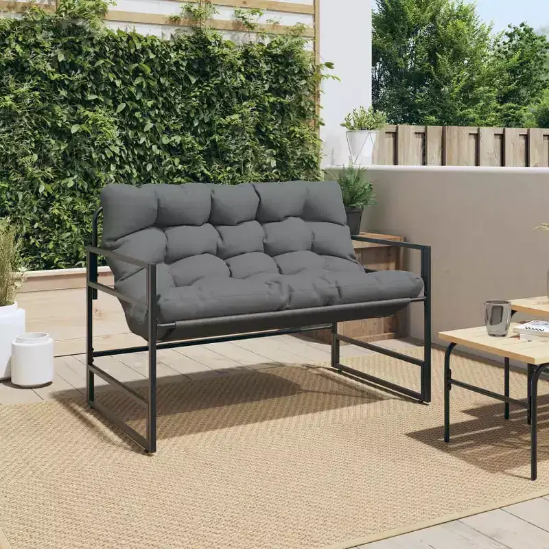 Garden Bench with Cushion in Taupe