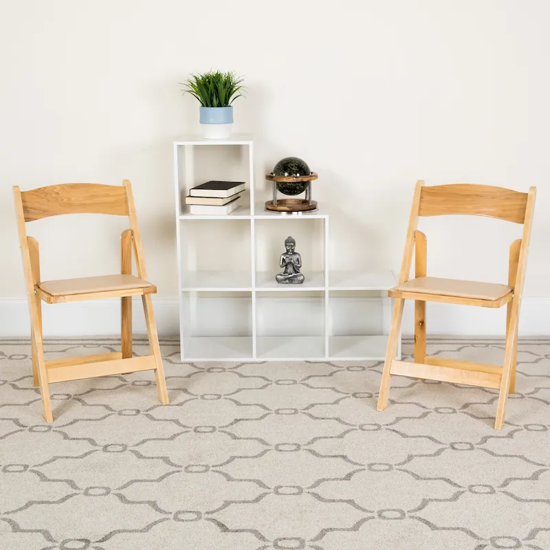Vinyl-padded Wood Folding Chair (Set of 4)