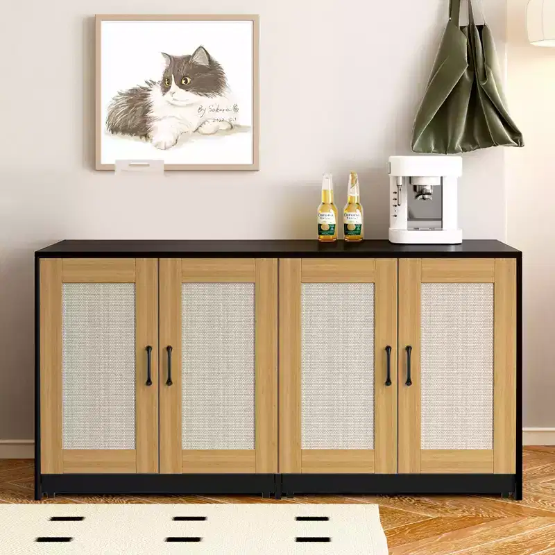 Double Litter Box Enclosure, Hidden Cat Litter Cabinet for Two Cats