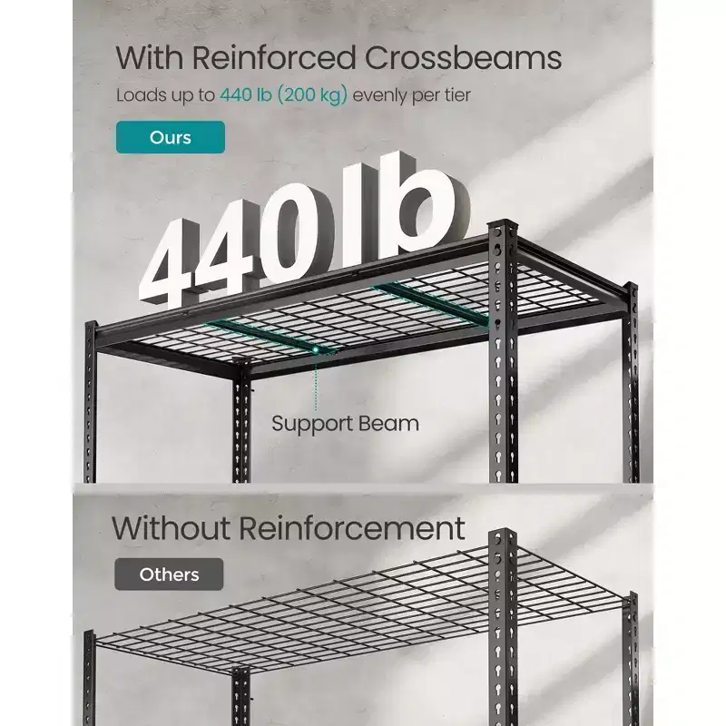 5-Tier Storage Shelves, Heavy-Duty Garage Shelving, Adjustable Shelving Unit, Steel Shelf, 2,200 lb Load, 24 x 48 x 72 Inches, Ink Black