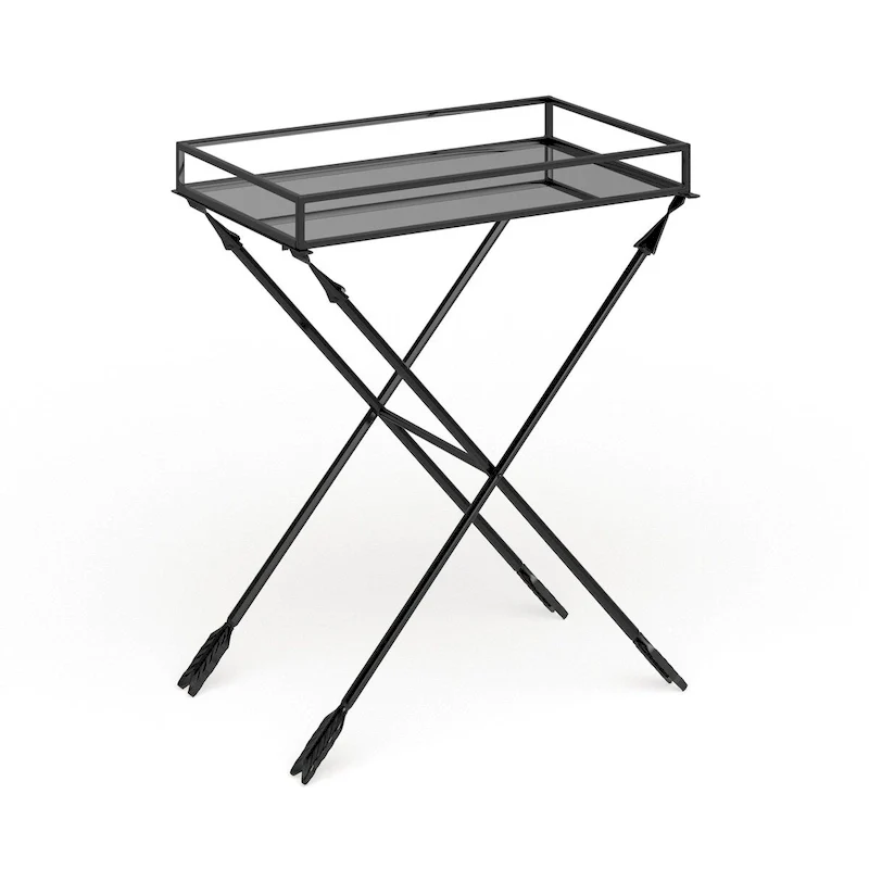 Metal Accent Table – Modern Geometric Side Table 21x14x26