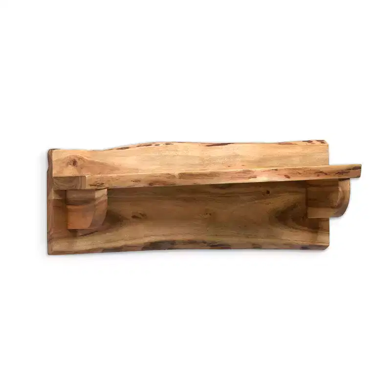Alpine Live Edge Wood Mantel Shelf Natural Brown - Alaterre Furniture