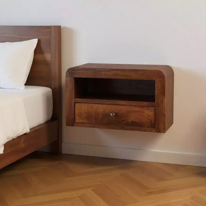 18 Chestnut Solid Wood One Drawer Floating Nightstand