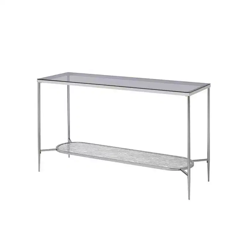 Glass Console Sofa Table, Chrome Finish, 48