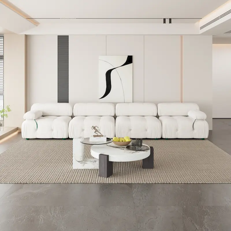 Velvet Fabric Upholstered Modular Sectional Sofa Modern Couch